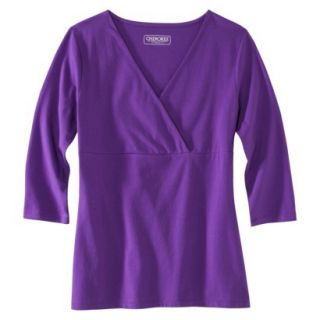 Womens Double Layer 3/4 Sleeve Tee   Royal Purple   S