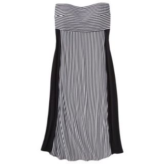 Pure Energy Womens Plus Size Strapless Maxi Dress   Black/White 2X