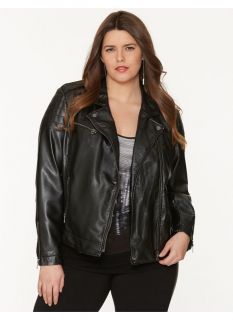Lane Bryant Plus Size Quilted faux leather moto jacket by DKNY JEANS    