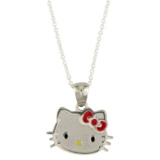 Hello Kitty Sterling Silver Pendant Necklace with 18 Chain   Red