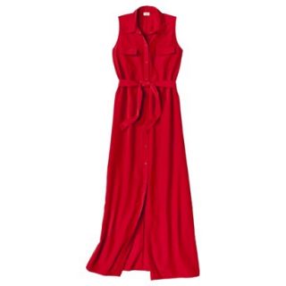 Mossimo Petites Sleeveless Maxi Shirt Dress   Red XSP