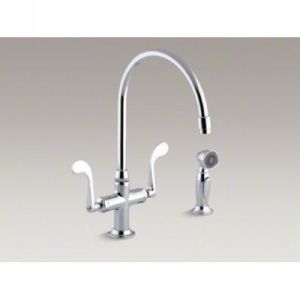 Kohler K 8763 CP Essex Two Handle Single Hole Kitchen Faucet with Matching Sides