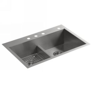 Kohler K 3838 3 NA Vault Smart Divide Double Bowl 3 Hole Kitchen Sink