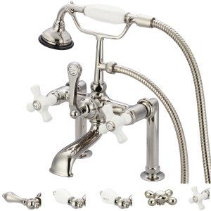 Water Creation F6 0006 05 PX Vintage Classic 7 In. Spread Deck Mount Tub Faucet