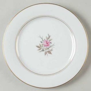 Rose (Japan) 586 Salad Plate, Fine China Dinnerware   Pink Rose Center,Gold Trim