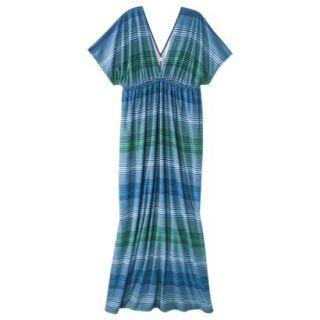 Merona Womens Plus Size Short Sleeve Maxi Dress   Blue/Green 1