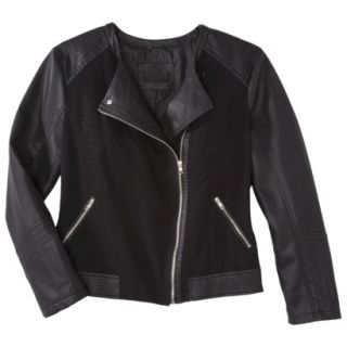 Pure Energy Womens Plus Size Faux Leather Motorcycle Jacket   Black 3X