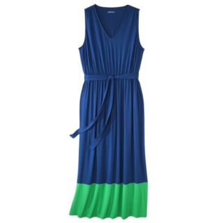 Merona Womens Plus Size Sleeveless Color block Maxi Dress   Blue/Green 4