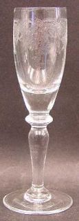 Bohemia Crystal Thistle Cordial Glass   Etched Leaves Design, Wafer Stem