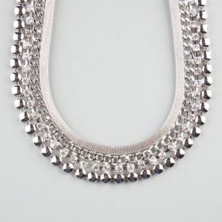 Ball And Chain Collar Necklace Silver One Size For Women 238673140