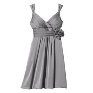 TEVOLIO Womens Satin V Neck Dress with Removable Flower   Cement   2