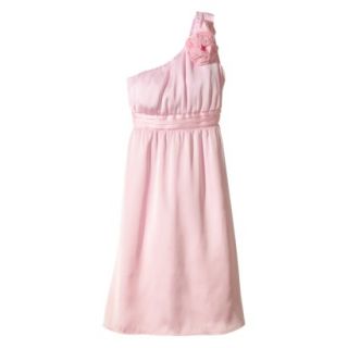 TEVOLIO Womens Plus Size Satin One Shoulder Rosette Dress   Pink Lemonade   22W