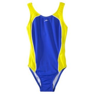 Speedo Girls 1 Piece Odyssey Racer Back Splice Swimsuit   Blue 12