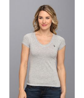 U.S. Polo Assn Solid V Neck Tee Womens T Shirt (Gray)
