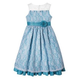 Rosenau Girls Lace Overlay Dressy Dress   7 Aqua