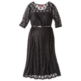 Merona Maternity Elbow Sleeve Lace Overlay Dress   Black XS