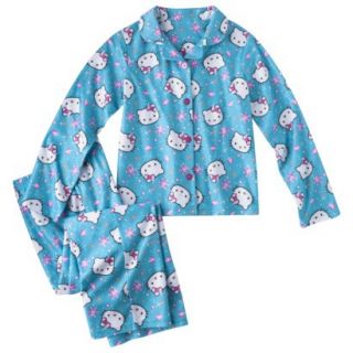 Hello Kitty Girls Button Down Coat Pajama Set   Blue 8