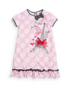 Toddlers & Little Girls Polka Dot Paris Bow Nightgown   Pink