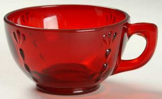 Paden City CrowS Foot Ruby Footed Cup   Line #890,Ruby,Fan & Dot Design