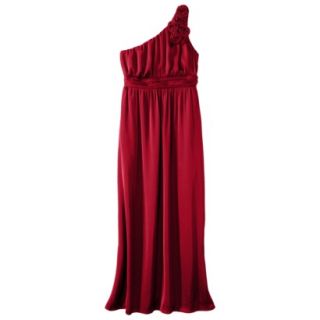 TEVOLIO Womens Satin One Shoulder Rosette Maxi Dress   Stoplight Red   10