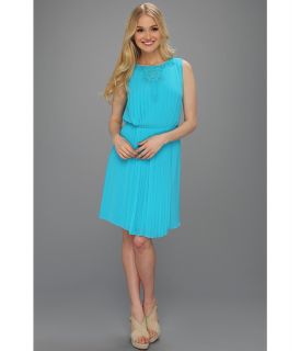 Jessica Simpson Embellished Pleated Blouson Dress Womens Dress (Blue)
