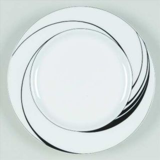 Block China White Pearl Salad Plate, Fine China Dinnerware   Jewels,Black Swirls