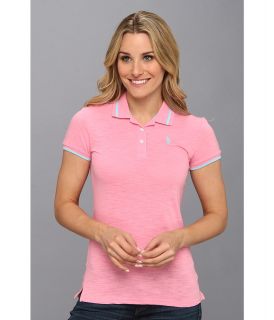 U.S. Polo Assn Solid Cotton Slub Short Sleeve Polo Womens Short Sleeve Knit (Pink)