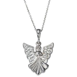Angel Pendant Necklace   Silver/White