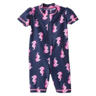 Just One You by Carters Infant Girls Seahorse Full Body Rashguard   Navy 9 M