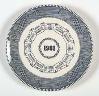 Royal (USA) Currier & Ives Blue 1981 Calendar Plate, Fine China Dinnerware   B