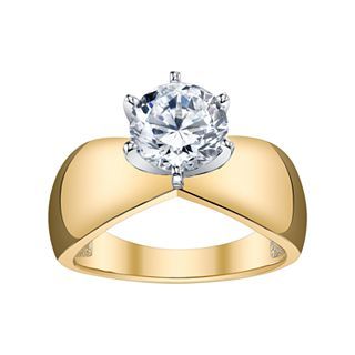 Diamonore 3 CT. Simulated Diamond Solitaire Ring, Yellow/Gold, Womens
