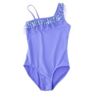 Xhilaration Girls 1 Piece Ruffled Sequin Swimsuit   XS