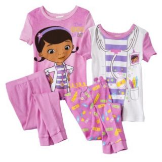 Doc McStuffins Toddler Girls 4 Piece Short Sleeve Pajama Set   Pink 4T
