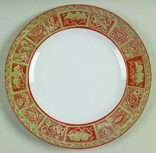 Interiors (PTS) Maya Dinner Plate, Fine China Dinnerware   Stoneware,Rust/Blue T