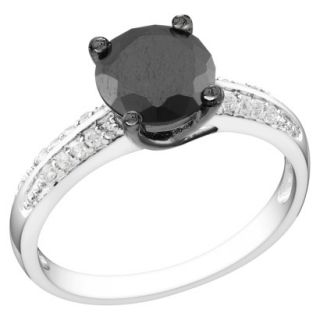 Black &White Cubic Zirconia Silver Bridal Ring 6.0