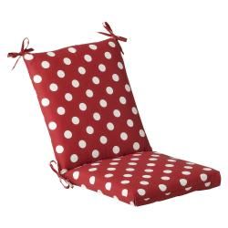 Pillow Perfect Outdoor Red/ White Polka Dot Square Chair Cushion (Red/white polka dotMaterials PolyesterFill 100 percent virgin polyester fiber fillClosure Sewn seam Weather resistant UV protection Care instructions Spot clean onlyDimensions 36.5 inc