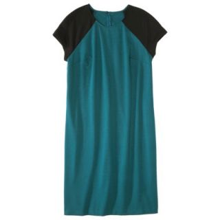 Mossimo Womens Plus Size Short Sleeve Ponte Dress   Teal/Black 2