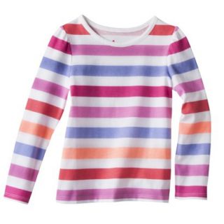 Circo Infant Toddler Girls Long sleeve Stripe Tee   White/Purple 4T