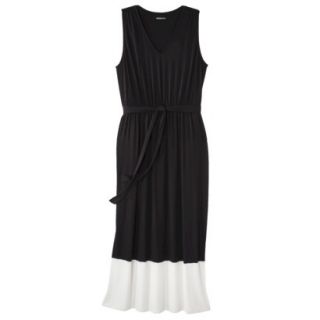 Merona Womens Plus Size Sleeveless Color block Maxi Dress   Black/Cream 1