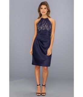 Eliza J Lace Bodice Necklace Dress With Satin Skirt Womens Dress (Navy)