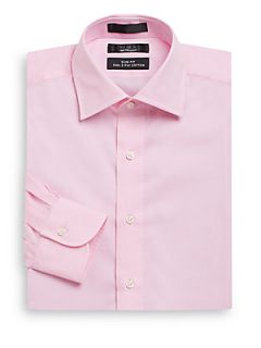 Herringbone Two Ply Cotton Dress Shirt   Bright Pink