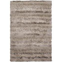Handwoven Brown/beige Striped Mandara Shag Rug (9 X 13) (beigePattern Shag Tip We recommend the use of a  non skid pad to keep the rug in place on smooth surfaces. All rug sizes are approximate. Due to the difference of monitor colors, some rug colors m