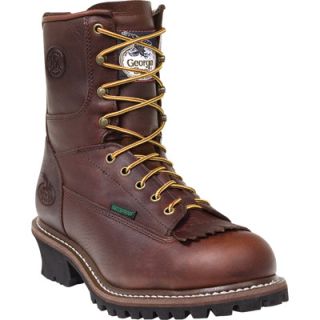 Georgia 8in. Waterproof Steel Toe Logger Boot   Dark Brown, Size 8 Wide Width,