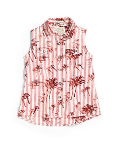 Scotch Shrunk Girls Palm Tree Print Striped Shirt   Pink