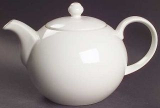 Johnson Brothers Apollo Teapot & Lid, Fine China Dinnerware   All White, Rim, Sm