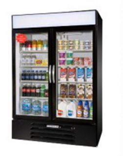 Beverage Air Refrigerated Merchandiser w/ 2 Triple Pane Glass Doors & LED Lighting, Black, 45 cu ft