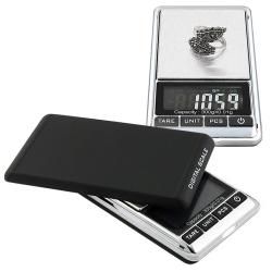 Black/silver 10.5 ounce Digital Pocket Scale With Soft Pouch (Black/ silverBatteries 2 x AAA batteries (not included)Pan size 2.12 inches wide x 2.37 inches highCapacity 10.5 ouncesWarning California residents only, please note per Proposition 65 that