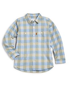 Burberry Little Boys Two Tone Gingham Shirt   Pale Blue