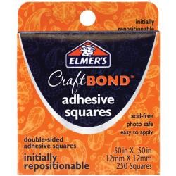 Elmers Initially Repositionable Adhesive Squares (pack Of 250) (0.5 inches squareThese double sided adhesive squares are initially repositionable, giving you the time to choose exactly the right spot for your photos and embellishmentsThis package contains