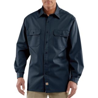 Carhartt Long Sleeve Twill Work Shirt   Navy, XL, Regular Style, Model# S224